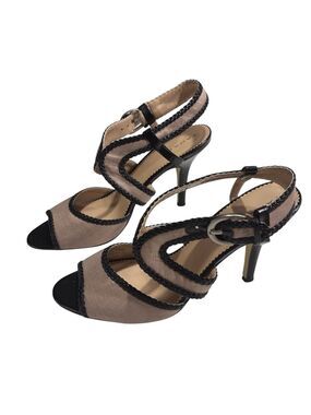 Tahari Lima Black Tan High Heels Ankle Strap Open Toe Sandals Women’s Size 10M